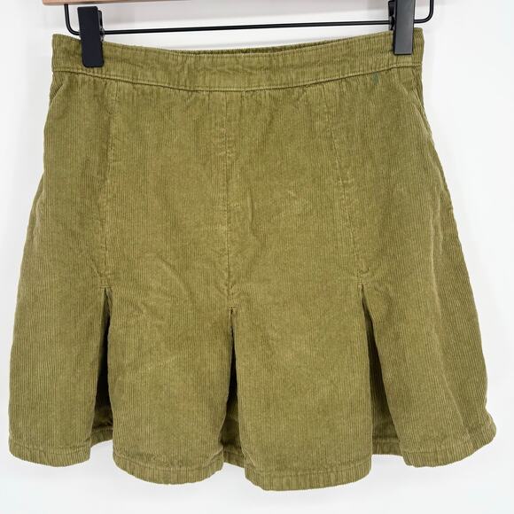 BDG Urban Outfitters Olive Green Corduroy Pleated Mini Skirt Size S - Picture 3 of 5